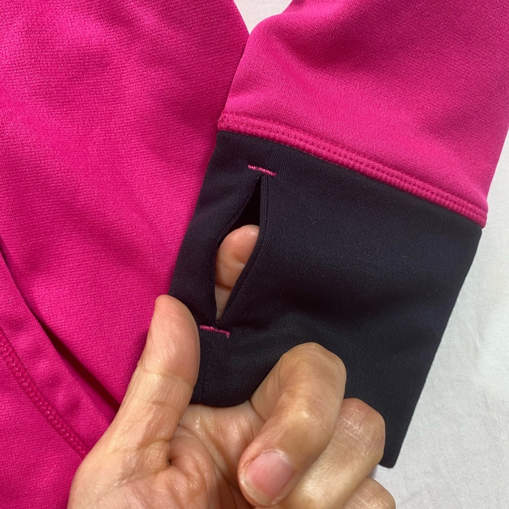 Nike Therma Fit Hoodie Sweatshirt Woman’s Médium pink black fleece hooded pocket - Picture 9 of 11